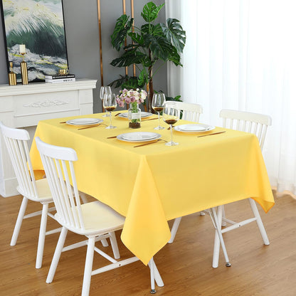 Yellow Rectangle Tablecloth Wrinkle Free Waterproof Polyester Table Cloths Spillproof Heavy Duty Washable Table Cover for Party, Banquet, Indoor and Outdoor - Square/Oblong, 54 x 54 inch