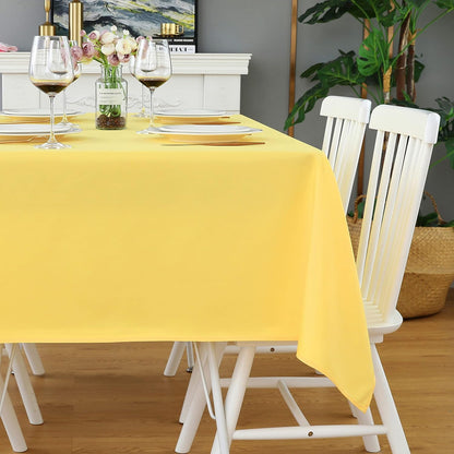 Yellow Rectangle Tablecloth Wrinkle Free Waterproof Polyester Table Cloths Spillproof Heavy Duty Washable Table Cover for Party, Banquet, Indoor and Outdoor - Square/Oblong, 54 x 54 inch