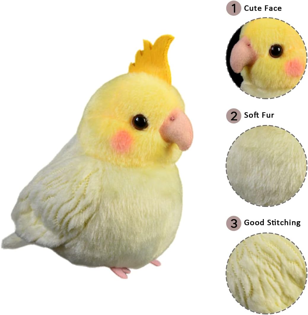 4.9'' Lifelike Yellow Cockatiel Parrot Stuffed Animal Bird Plush Toy | Realistic, Soft, Cuddly, Cockatiel, Stuffed Birds, Plushie Doll, Yellow Bird, Home Decor, Gifts for Kids