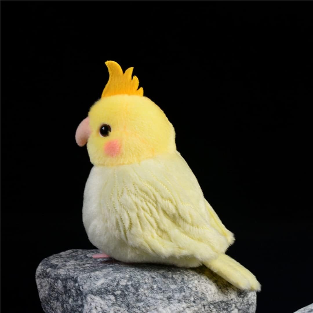 4.9'' Lifelike Yellow Cockatiel Parrot Stuffed Animal Bird Plush Toy | Realistic, Soft, Cuddly, Cockatiel, Stuffed Birds, Plushie Doll, Yellow Bird, Home Decor, Gifts for Kids