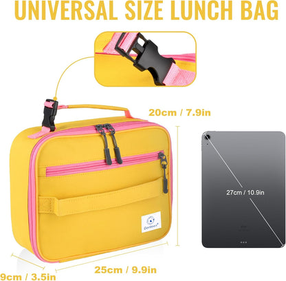Lunch Box Lunch Bag for Kids Girls,Insulated Lunch Bag Women,Reusable Lunchbox for School,Work,Outdoor (Yellow)