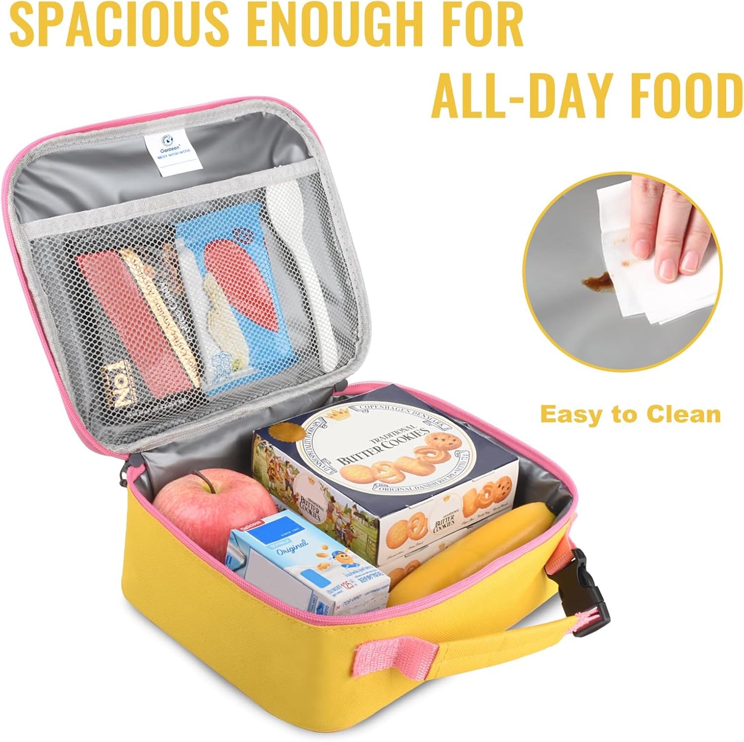Lunch Box Lunch Bag for Kids Girls,Insulated Lunch Bag Women,Reusable Lunchbox for School,Work,Outdoor (Yellow)