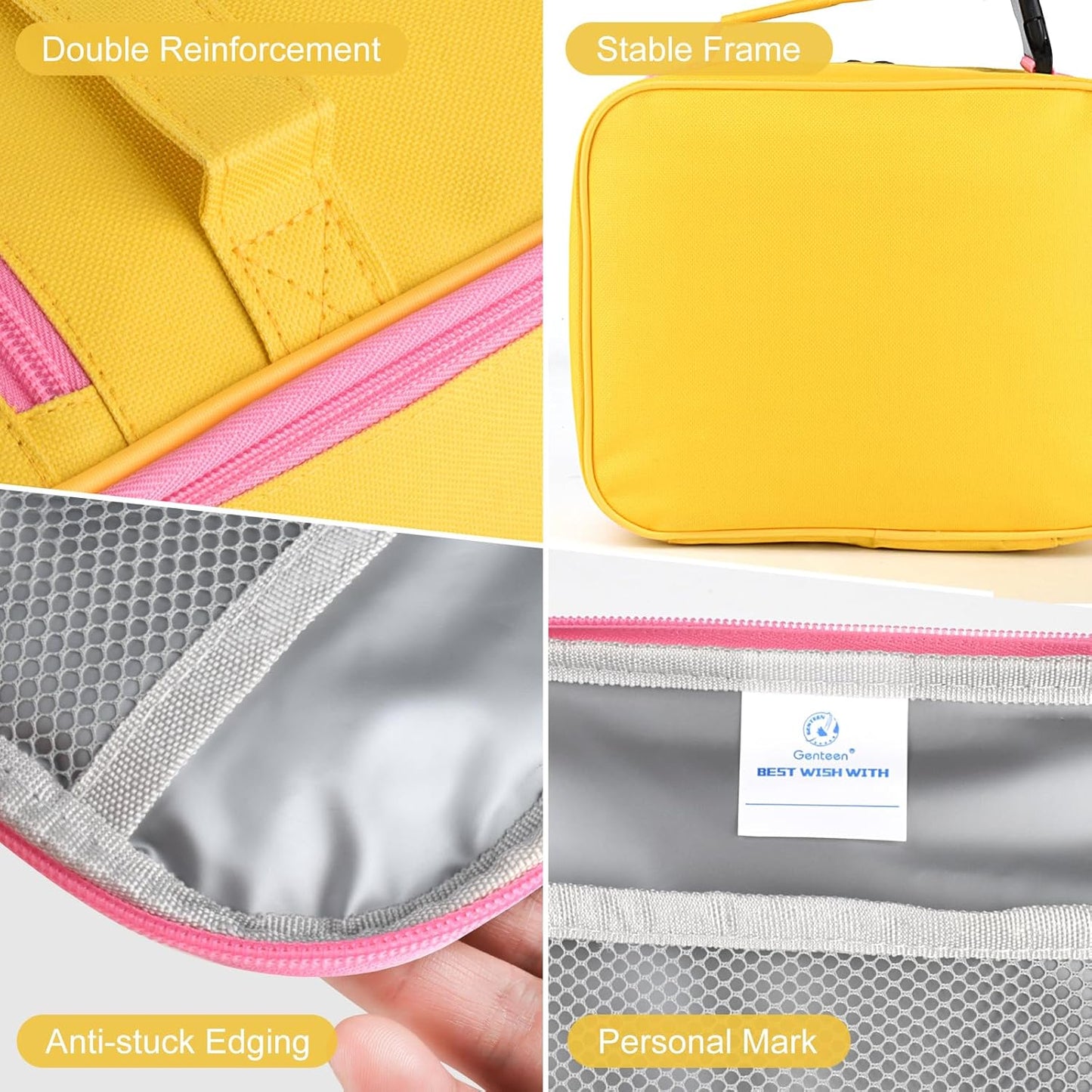 Lunch Box Lunch Bag for Kids Girls,Insulated Lunch Bag Women,Reusable Lunchbox for School,Work,Outdoor (Yellow)