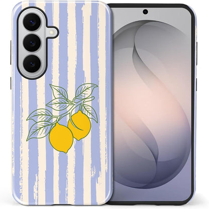 for Samsung Galaxy S26+ Case for Women Girl Men Boy, Shockproof Soft Silicone & Hard PC Shell Protective Case for Samsung Galaxy S26+ - Lemons and Stripes