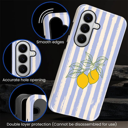 for Samsung Galaxy S26+ Case for Women Girl Men Boy, Shockproof Soft Silicone & Hard PC Shell Protective Case for Samsung Galaxy S26+ - Lemons and Stripes