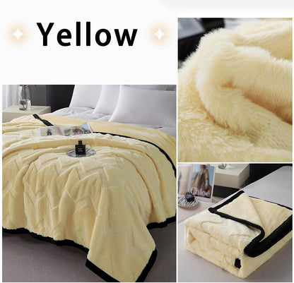 Winter Blankets Queen Size, Throw Blanket for Couch Decorative, Rabbit Plush Faux Fur Throw Blanket for Bed, Fluffy Soft Cozy Thick Warm Christmas Blanket, Twin Blanket(100x150 cm,Yellow)