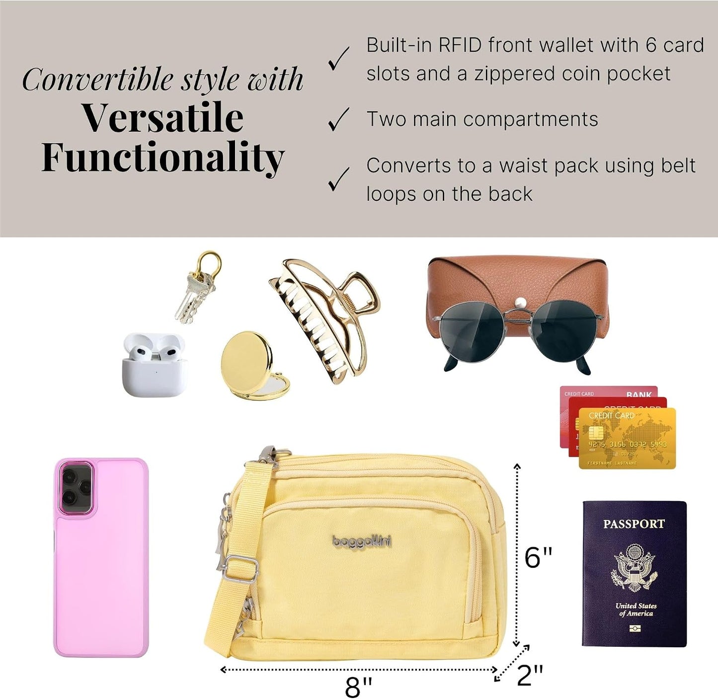 Triple Zip with Front Wallet/Trifecta RFID Wallet Crossbody