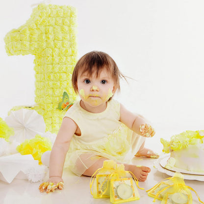 50 Set Bee Theme Baby Shower Party Favors Include Tea Light Candles, Bee Greeting Cards and Yellow Organza Bags Return Gifts for Gender Reveal Party