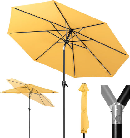Tempera Patio Market Outdoor Table Umbrella with Push Button Tilt and Crank, Large Sun Umbrella with Sturdy Pole & Fade Resistant Canopy, Easy to Set