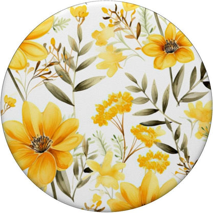Yellow Watercolor Mixed Flower Bouquet Cute Floral Pattern PopSockets Adhesive PopGrip