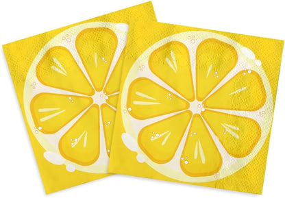 Lemon Napkins - 48pcs Disposable Lemon Party Napkins, Yellow Citrus Fruit Themed Luncheon Dinner Napkins for Lemonade Birthday, Baby Shower, Holiday Events, Summer Tea Party Table Decoration