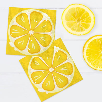 Lemon Napkins - 48pcs Disposable Lemon Party Napkins, Yellow Citrus Fruit Themed Luncheon Dinner Napkins for Lemonade Birthday, Baby Shower, Holiday Events, Summer Tea Party Table Decoration