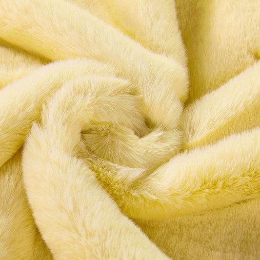 Luxurious Faux Fur Throw Blanket - 800gsm Heavy Thick Plush Warm Throw for Couch Bed Sofa, Soft Fluffy Fuzzy Blanket Reversible to Cozy Velvet, 50" x 60", Daffodil Yellow