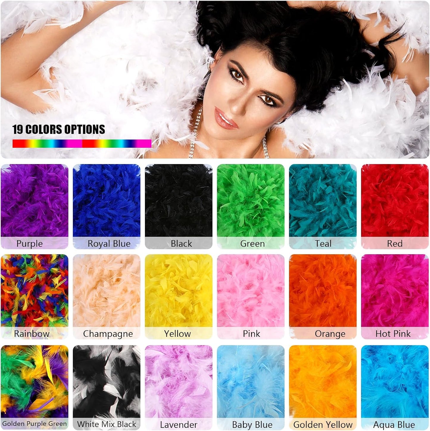 Chandelle Feather Boa 19 Color-38g/55g100g 2Yard Dancing Wedding Party Halloween Costume Decoration Feathers boa