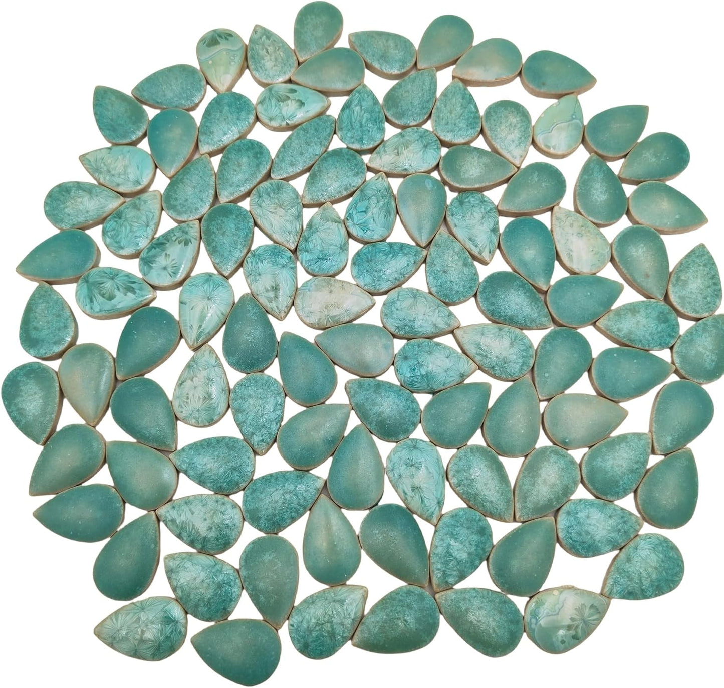 105PCS 1.1"x 0.7" Ceramic Raindrop DIY Mosaic Tiles, 1.1LB Mosaic Tile Pieces for Handmade Mosaic Making Kits Art Projects Home and Outdoor Decoration (Ice Crystal Green)