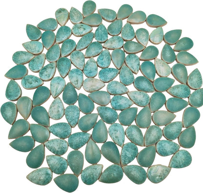 105PCS 1.1"x 0.7" Ceramic Raindrop DIY Mosaic Tiles, 1.1LB Mosaic Tile Pieces for Handmade Mosaic Making Kits Art Projects Home and Outdoor Decoration (Ice Crystal Green)