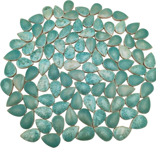 105PCS 1.1"x 0.7" Ceramic Raindrop DIY Mosaic Tiles, 1.1LB Mosaic Tile Pieces for Handmade Mosaic Making Kits Art Projects Home and Outdoor Decoration (Ice Crystal Green)