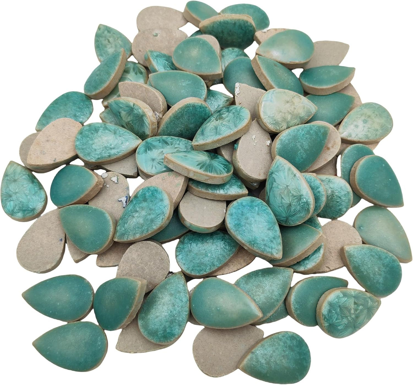 105PCS 1.1"x 0.7" Ceramic Raindrop DIY Mosaic Tiles, 1.1LB Mosaic Tile Pieces for Handmade Mosaic Making Kits Art Projects Home and Outdoor Decoration (Ice Crystal Green)