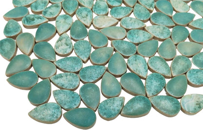 105PCS 1.1"x 0.7" Ceramic Raindrop DIY Mosaic Tiles, 1.1LB Mosaic Tile Pieces for Handmade Mosaic Making Kits Art Projects Home and Outdoor Decoration (Ice Crystal Green)
