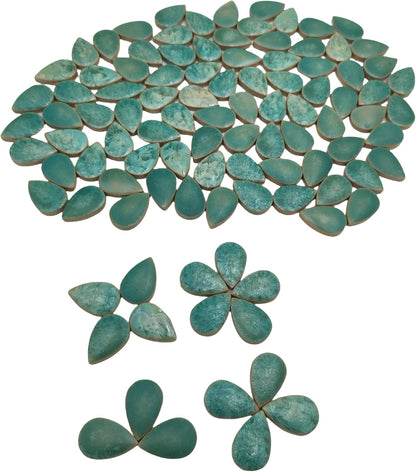 105PCS 1.1"x 0.7" Ceramic Raindrop DIY Mosaic Tiles, 1.1LB Mosaic Tile Pieces for Handmade Mosaic Making Kits Art Projects Home and Outdoor Decoration (Ice Crystal Green)