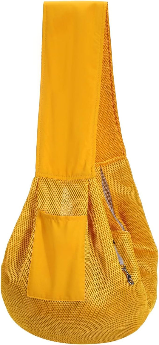 Dog Sling Carrier for Small Dogs and Cats Up to 16.5 Lbs, Breathable Thick Shoulder Strap Pet Crossbody Shoulder Bag, (Yellow, 1 Pcs) Intended for Outdoor/Camp/Travel