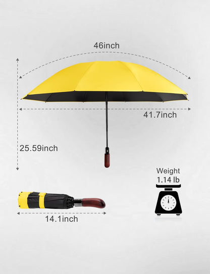 10 Ribs 46" Travel Sun & rain Automatic Reverse Umbrella, for Windproof Umbrella, Compact Parasol with 95% UV Protection for women and men