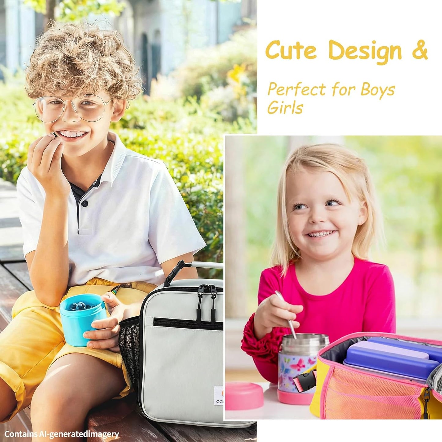 Lunch Box Kids,Premium Insulated Lunch Bag for Girls Boys,Soft Bag Mini Cooler Back to School Thermal Reusable Lunch Bag for Work School Picnic (Yellow)
