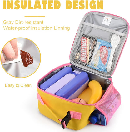 Lunch Box Kids,Premium Insulated Lunch Bag for Girls Boys,Soft Bag Mini Cooler Back to School Thermal Reusable Lunch Bag for Work School Picnic (Yellow)
