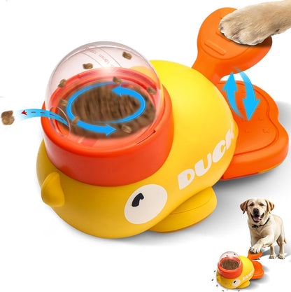 Interactive Dog Food Puzzle Toy,Pet Slow Feeder, Duck-Shaped Treat Dispenser with 3 Size Food Outlet, Dogs Slow Eating Bowl for Reduces Bloating,Encourages IQ Training (Yellow)