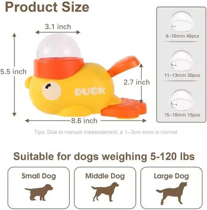 Interactive Dog Food Puzzle Toy,Pet Slow Feeder, Duck-Shaped Treat Dispenser with 3 Size Food Outlet, Dogs Slow Eating Bowl for Reduces Bloating,Encourages IQ Training (Yellow)