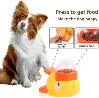 Interactive Dog Food Puzzle Toy,Pet Slow Feeder, Duck-Shaped Treat Dispenser with 3 Size Food Outlet, Dogs Slow Eating Bowl for Reduces Bloating,Encourages IQ Training (Yellow)