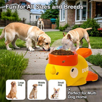 Interactive Dog Food Puzzle Toy,Pet Slow Feeder, Duck-Shaped Treat Dispenser with 3 Size Food Outlet, Dogs Slow Eating Bowl for Reduces Bloating,Encourages IQ Training (Yellow)