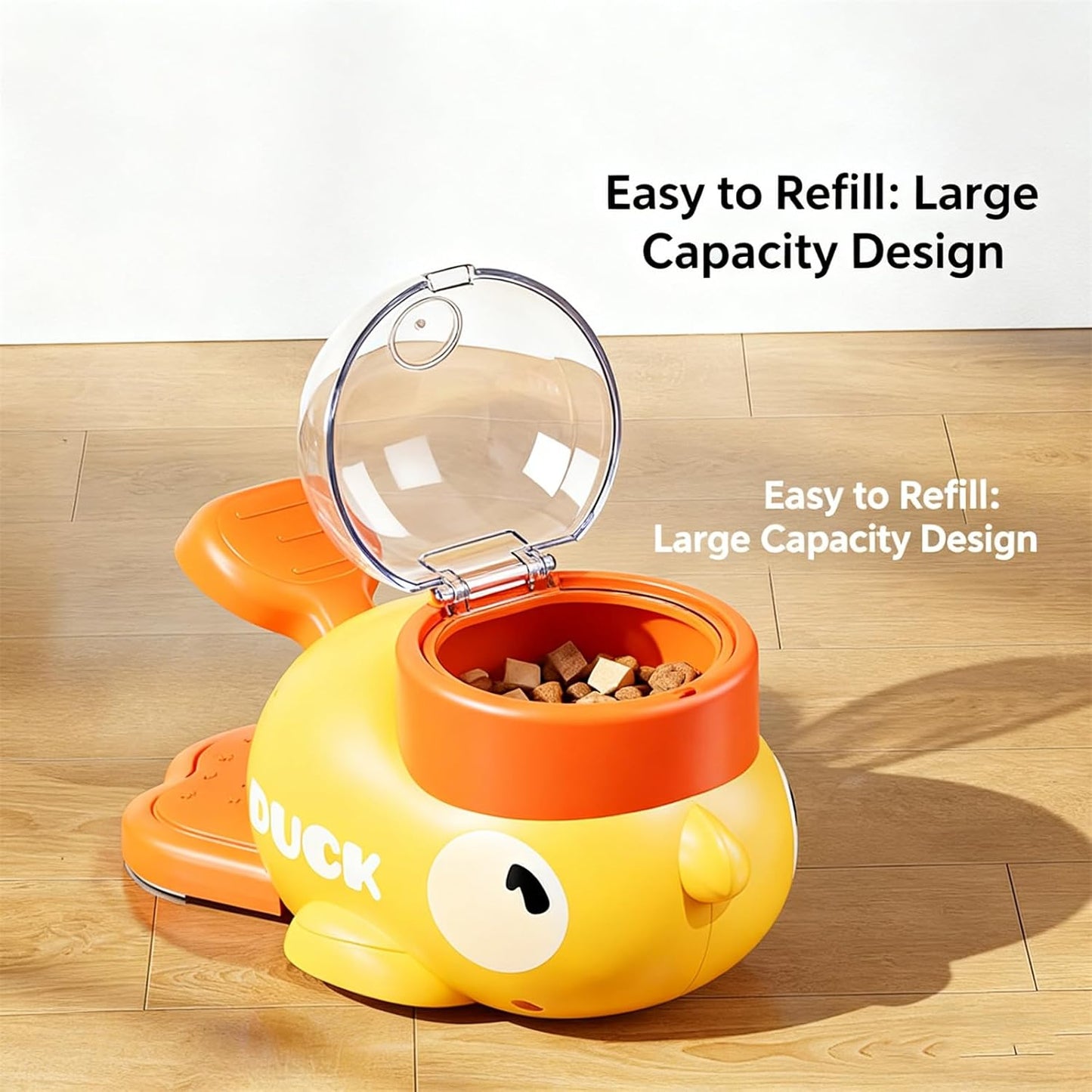 Fuzzibud Cat Treat Toy, Yellow Duck Cat Treat Dispenser, Little Duck Cat Toy Treat Feeder for Pet Healthy Eating & Iq Training, for Cats and Dog (Yellow)