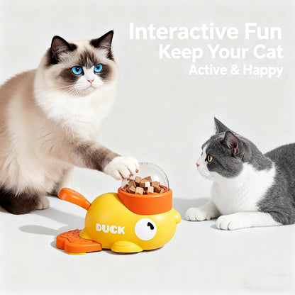 Fuzzibud Cat Treat Toy, Yellow Duck Cat Treat Dispenser, Little Duck Cat Toy Treat Feeder for Pet Healthy Eating & Iq Training, for Cats and Dog (Yellow)
