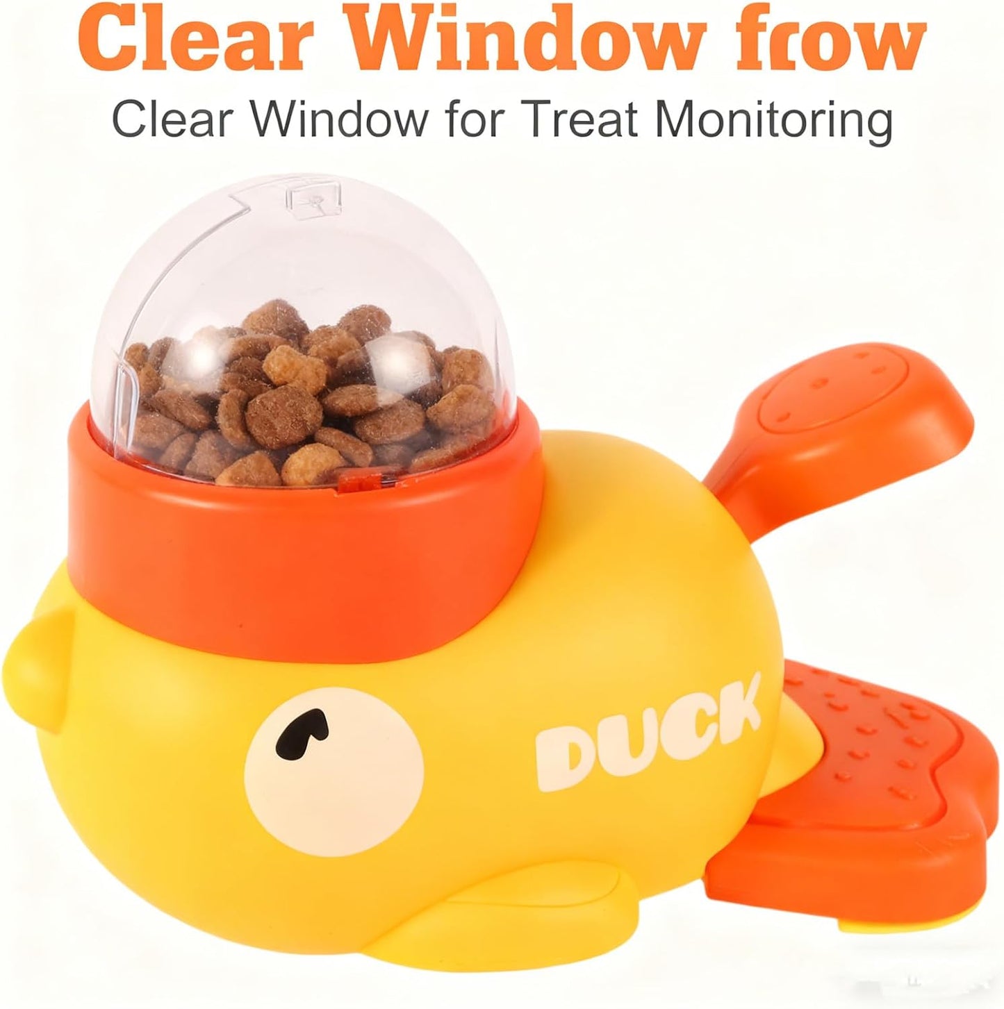 Fuzzibud Cat Treat Toy, Yellow Duck Cat Treat Dispenser, Little Duck Cat Toy Treat Feeder for Pet Healthy Eating & Iq Training, for Cats and Dog (Yellow)