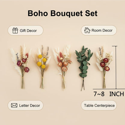 16 Varieties Dried Flowers Set, Mini Natural Dried Flowers Bulk with Stems for Vase Fillers, DIY Crafts, Wreath Making, Rustic Farmhouse Boho Home Decor, Wedding Floral Arrangement Brown Mix (7"-8")
