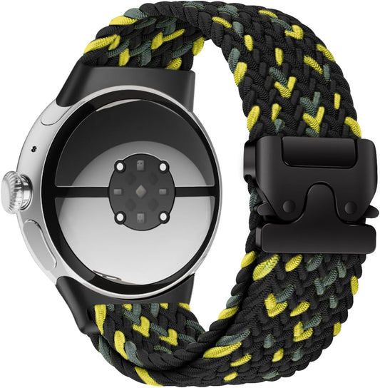 Braided Bands Compatible with Google Pixel Watch 4/3 45mm Band Men Women | Elastic Nylon Breathable Sport Straps for Pixel Watch 4 45mm Bands, Upgraded Parachute Buckle, Hand Washable and Quick-drying