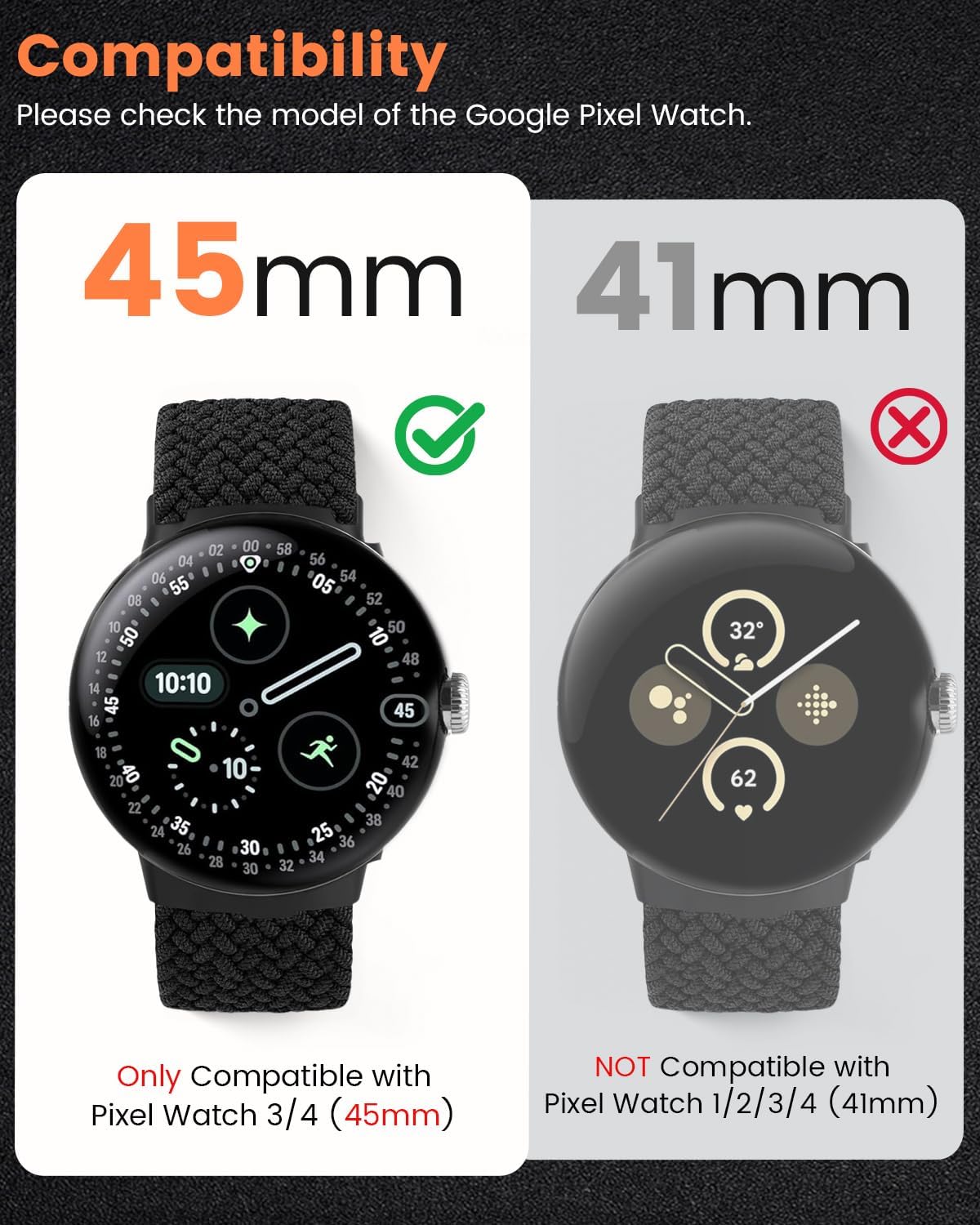 Braided Bands Compatible with Google Pixel Watch 4/3 45mm Band Men Women | Elastic Nylon Breathable Sport Straps for Pixel Watch 4 45mm Bands, Upgraded Parachute Buckle, Hand Washable and Quick-drying
