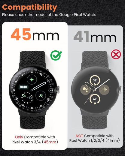 Braided Bands Compatible with Google Pixel Watch 4/3 45mm Band Men Women | Elastic Nylon Breathable Sport Straps for Pixel Watch 4 45mm Bands, Upgraded Parachute Buckle, Hand Washable and Quick-drying
