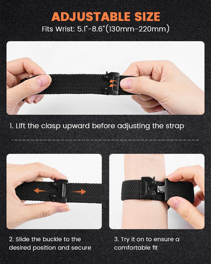 Braided Bands Compatible with Google Pixel Watch 4/3 45mm Band Men Women | Elastic Nylon Breathable Sport Straps for Pixel Watch 4 45mm Bands, Upgraded Parachute Buckle, Hand Washable and Quick-drying