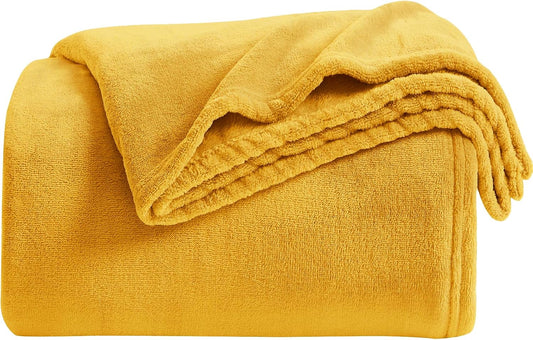 KMUSET Fleece Blanket Honey Yellow Lightweight Super Soft Cozy Fuzzy Bed Blankets Microfiber Factory Shop