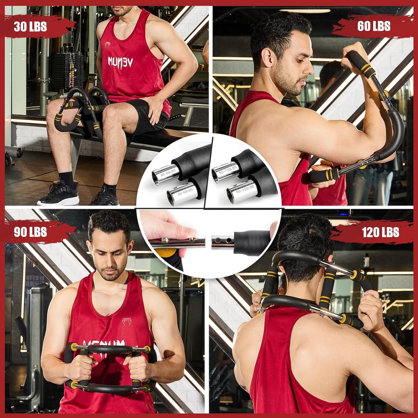 Twister Arm Trainer, 30-120 lbs Adjustable Twister Arm Chest Exerciser with 4 Spring & Poster for Men & Women, Detachable Power Twister Home Fitness Equipment for Enhancing Upper Body Muscle