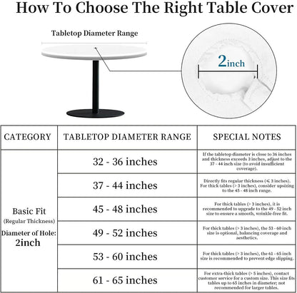 Round Outdoor Tablecloth with Umbrella Hole and Zipper, Elastic Fitted Waterproof Patio Tablecover for Garden Patio Backyard Picnic BBQ, Fits 32"-36 Round Table, Lemon Orange