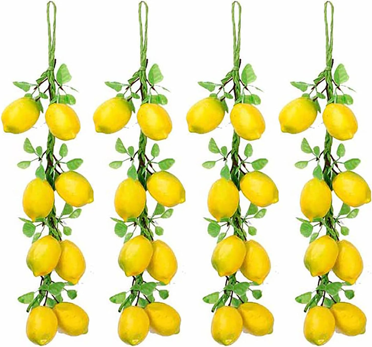 4 Pcs Artificial Plastic Hanging Lemon String Fake Fruit Vegetable String Model Garland Lifelike Fruit Hanging Ornament for Home Kitchen Farm Party Wall Decoration