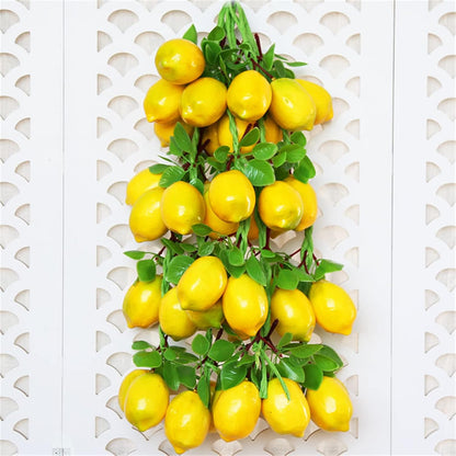 4 Pcs Artificial Plastic Hanging Lemon String Fake Fruit Vegetable String Model Garland Lifelike Fruit Hanging Ornament for Home Kitchen Farm Party Wall Decoration