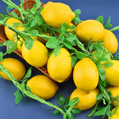 4 Pcs Artificial Plastic Hanging Lemon String Fake Fruit Vegetable String Model Garland Lifelike Fruit Hanging Ornament for Home Kitchen Farm Party Wall Decoration