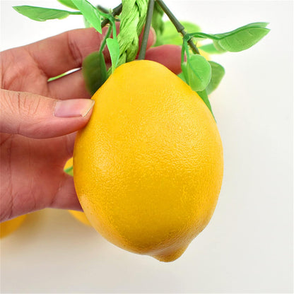 4 Pcs Artificial Plastic Hanging Lemon String Fake Fruit Vegetable String Model Garland Lifelike Fruit Hanging Ornament for Home Kitchen Farm Party Wall Decoration