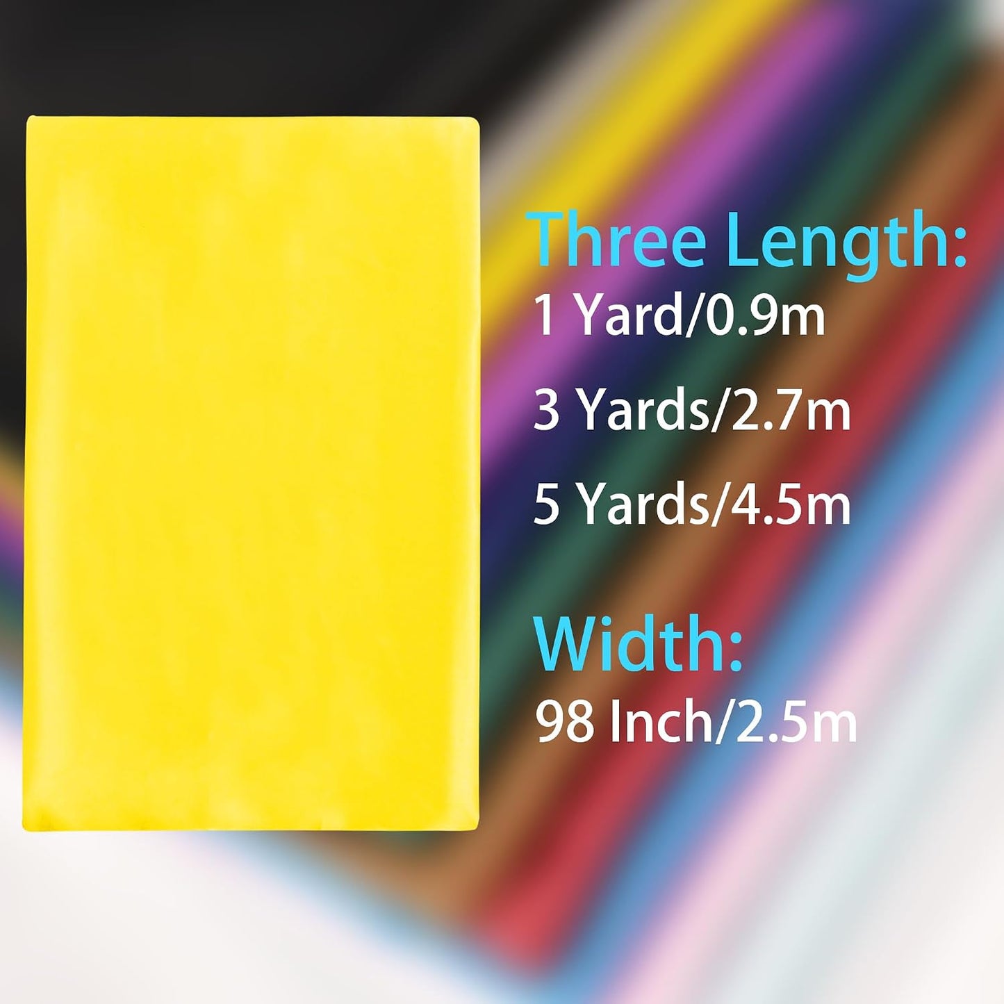 Yellow Satin Fabric - 98 Inch/2.5m Wide by The Yard, Soft Silky Fabric for Wedding Dress, Sewing, DIY Crafts, Clothing Making, 3 Yards