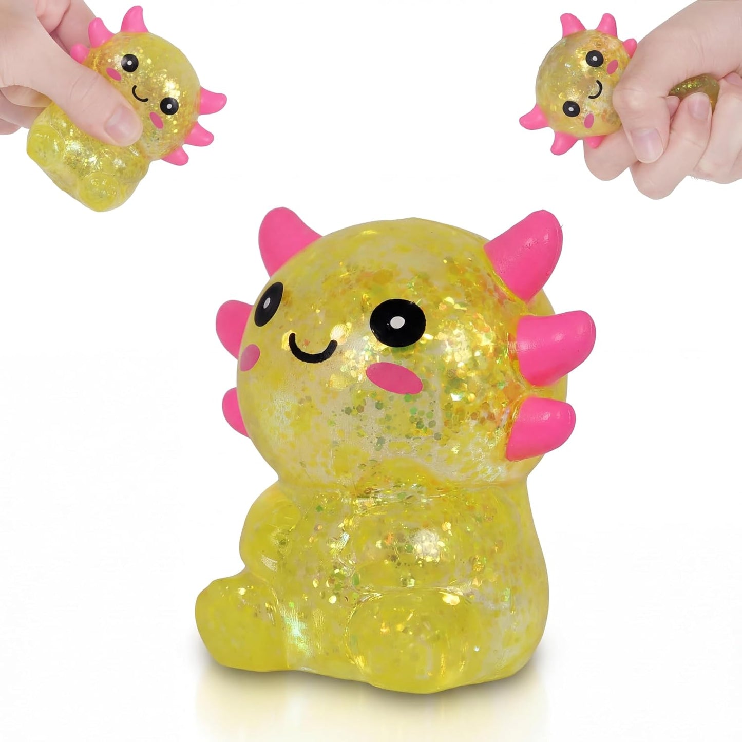 Axolotl Squishy Toy, Cute Slow Rising Fidget Toy for Stress Relief, Soft Squeeze Sensory Toy for Kids and Adults, Handheld Stress Ball for Anxiety and Focus Sitting Posture Axolotl(Yellow)