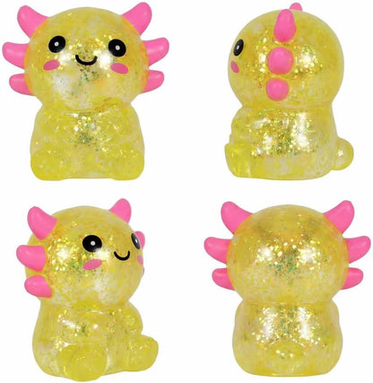 Axolotl Squishy Toy, Cute Slow Rising Fidget Toy for Stress Relief, Soft Squeeze Sensory Toy for Kids and Adults, Handheld Stress Ball for Anxiety and Focus Sitting Posture Axolotl(Yellow)